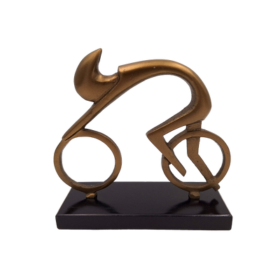 Radfahrerfigur Radfahrer VB26/9 mit Gravur – elegantes Geschenk für Radfahrer, Höhe 18 cm, Messing und Schwarz, minimalistische Innendekoration