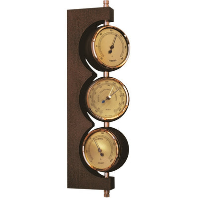 Exklusive Wetterstation Fischer 7894-22 aus Messing und Mahagoni mit personalisierter Gravur - Barometer, Thermometer und Hygrometer als Geschenk im klassischen Stil, Maße 29x7,3 cm