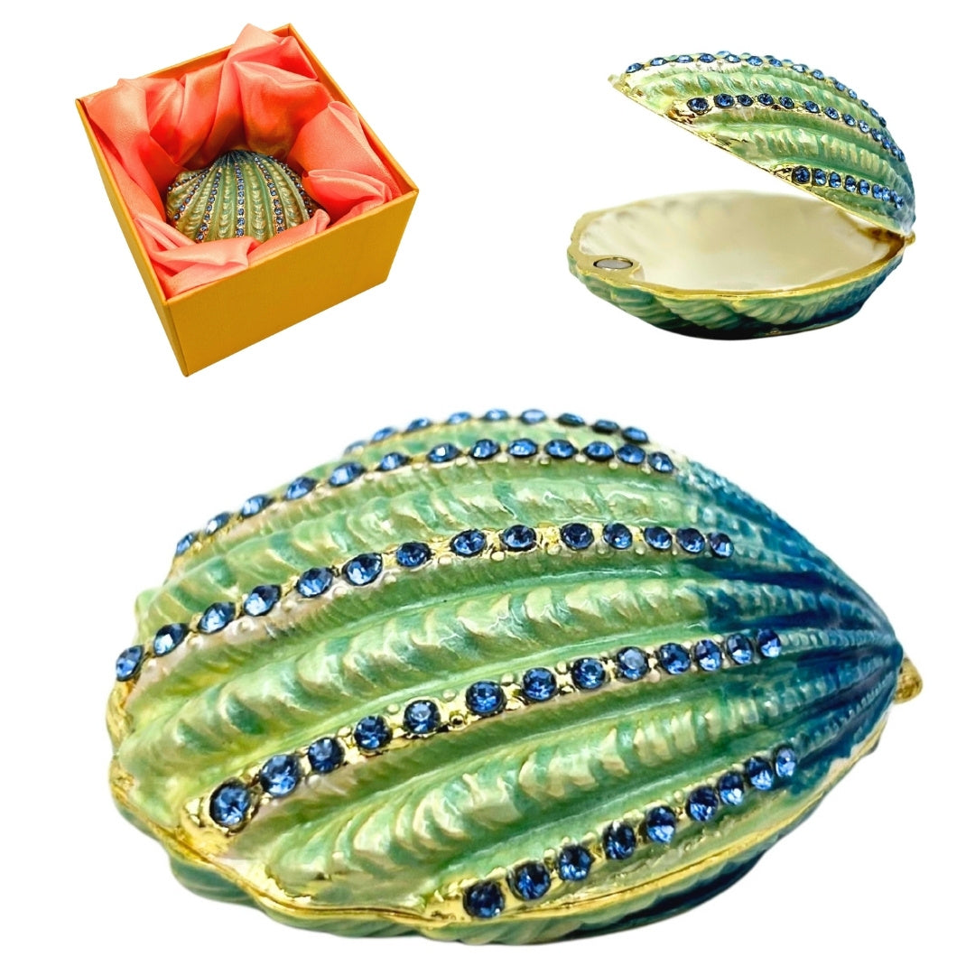Schmuckschatulle Muschel mit Kristallen