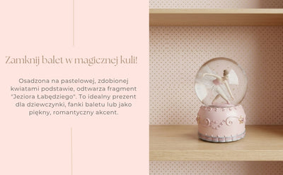 Tanzende Ballerina in 12 cm Glaskugel mit personalisierbarer Gravur - Elegante pastellfarbene Dekoration als Geschenk für Ballettliebhaber, aus Polyresin und Glas gefertigt