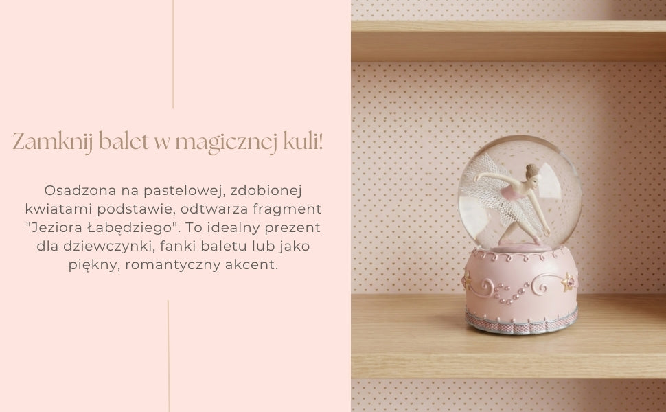 Tanzende Ballerina in 12 cm Glaskugel mit personalisierbarer Gravur - Elegante pastellfarbene Dekoration als Geschenk für Ballettliebhaber, aus Polyresin und Glas gefertigt