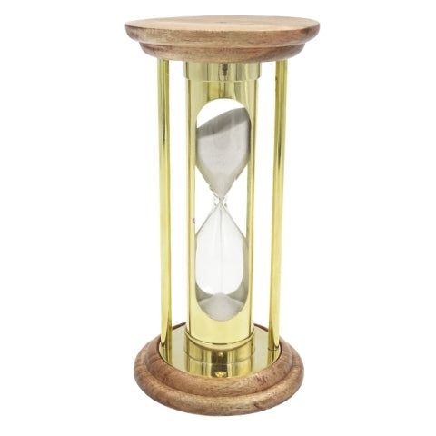 Messing-Holz-Sanduhr 5 Min mit Gravurmöglichkeit
