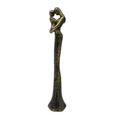 Moderne Mutter-mit-Kind-Figur in Gold mit personalisierter Gravur – Höhe 27 cm – ideales Geschenk zum Muttertag, Geburtstag oder Einweihung – Glamour-Stil mit schwarzen Elementen – Polyresin