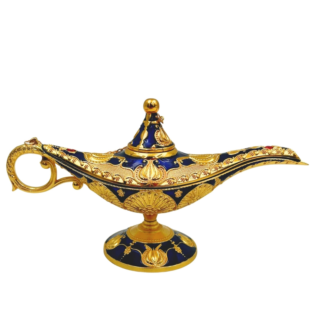 Aladinslampe LABB mit Metallverzierungen in Goldfarbe, Dunkelmarineblau, 22 x 7 x 11 cm