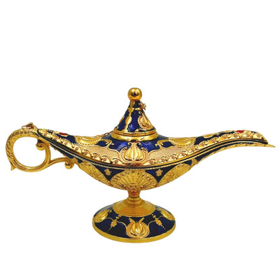 Aladinslampe LABB mit Metallverzierungen in Goldfarbe, Dunkelmarineblau, 22 x 7 x 11 cm