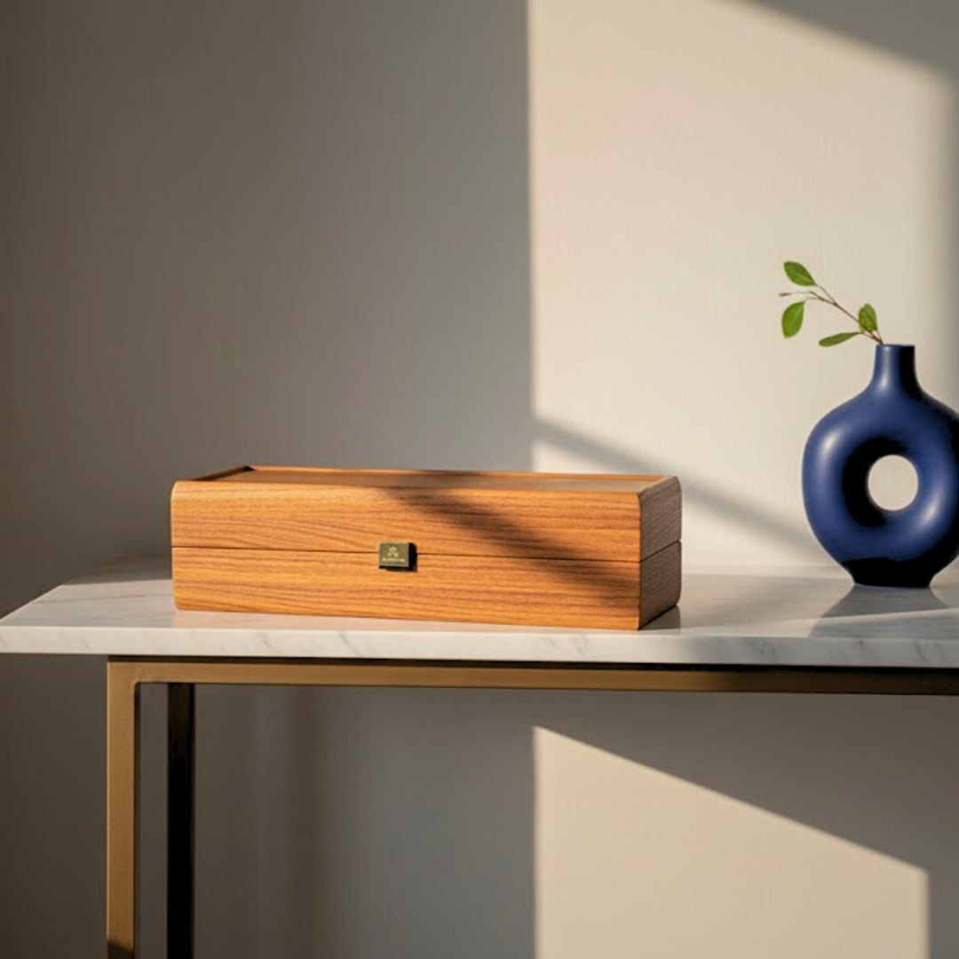 Exklusive Holzkiste für Weinflasche BWXL30 mit Gravur-Personalisierung, Nussbaumfarben, ideal als Geschenk, Maße 35x14x10 cm