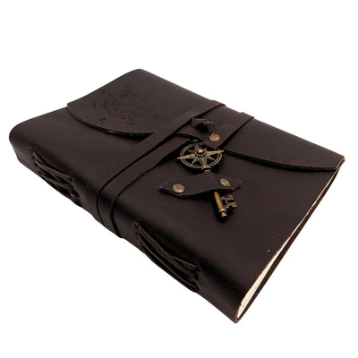 Retro Leder-Notizbuch Windrose 200 Seiten mit Personalisierung durch Gravur