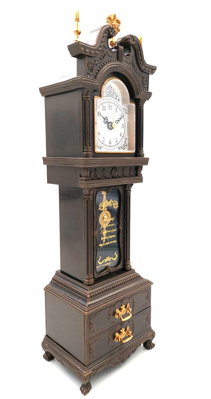Retro-Oma-Uhr mit Spieluhr und personalisierter Gravur, elegante Schmuckschatulle, Höhe 37,5 cm, ideales Vintage-Geschenk