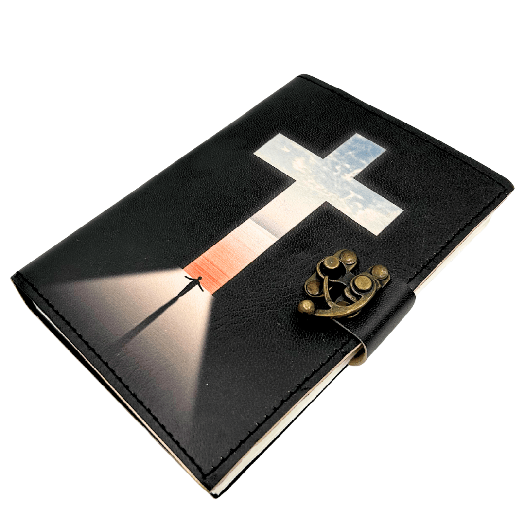 Leder-Notizbuch Religiöses Kreuz Gebetbuch mit Gravur