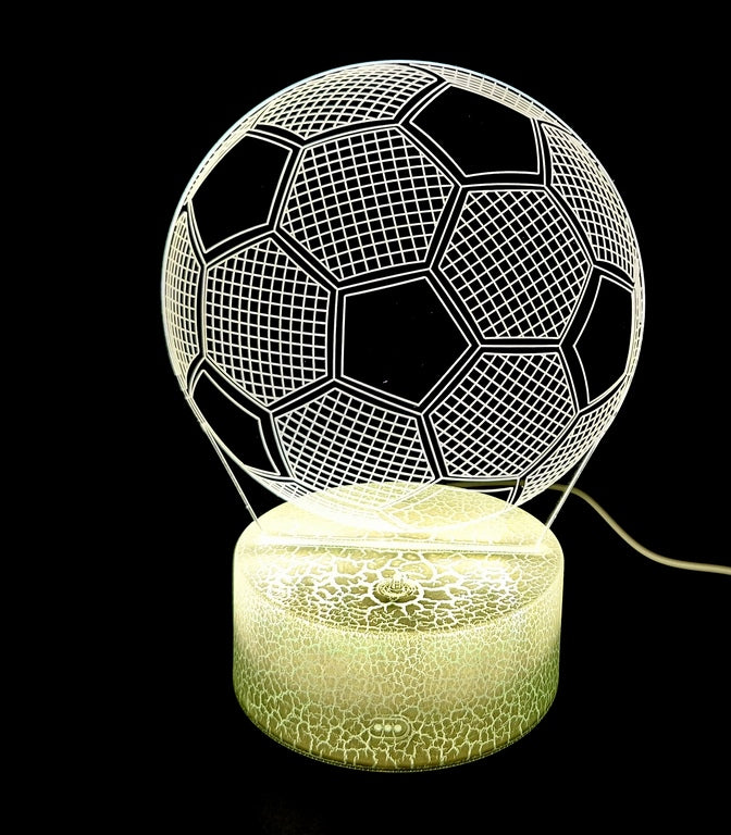 Nachtlampe Fußball mit personalisierbarer Gravur - perfektes Geschenk für Fußballfans - 17 cm Höhe - 3 Farben zur Auswahl - USB- oder 3 AAA-Batterien Betrieb  