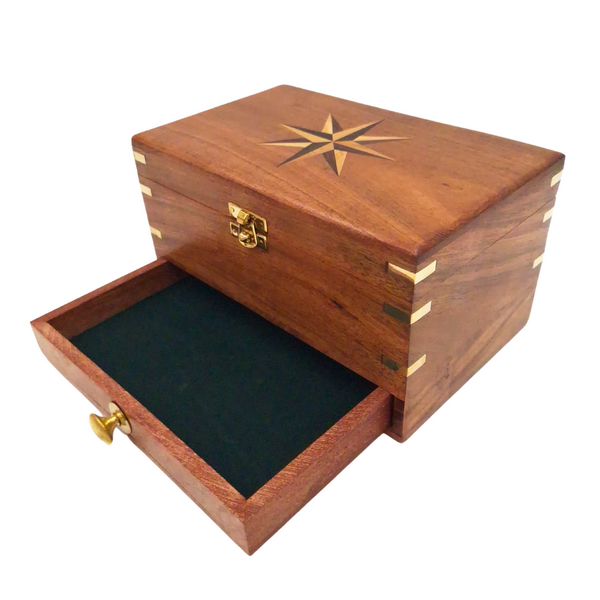 Elegante Holzschatulle für Schmuck mit Spiegel und personalisierter Gravur