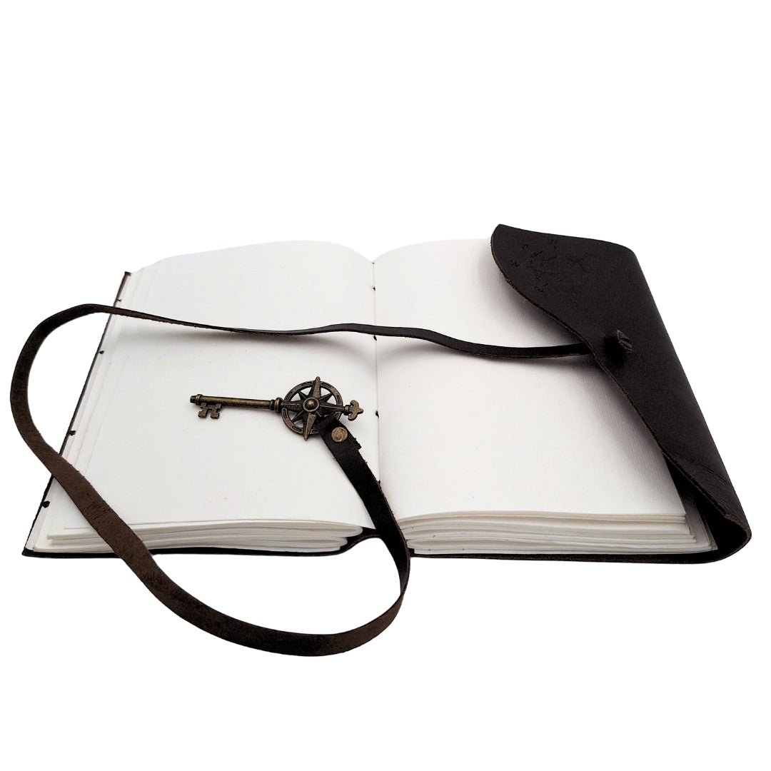 Retro Leder-Notizbuch Windrose 200 Seiten mit Personalisierung durch Gravur