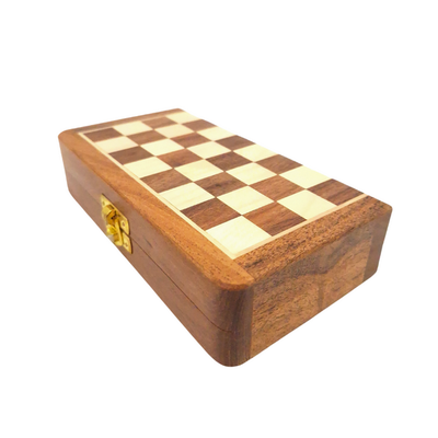 Magnetisches Holzschach 17x17 cm mit personalisierter Gravur