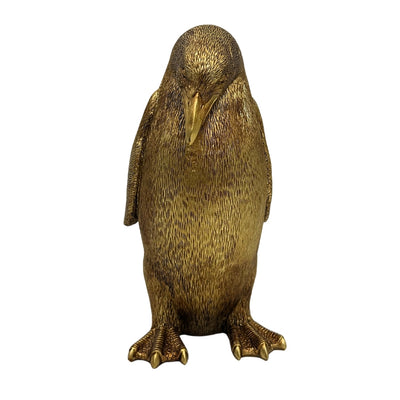 Goldener Pinguin 20,5 cm mit personalisierbarer Gravur – elegante Dekorationsfigur als Geschenk, Glamour-Stil, Art Deco, aus hochwertigem Polyresin gefertigt