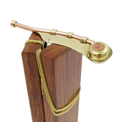 Steuermanns-Pfeife mit Gravur in eleganter Holzbox – Messing, 12,5 cm
