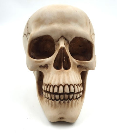 Dekorative Schädel-Figur 15 cm aus Polyresin mit personalisierbarer Gravur