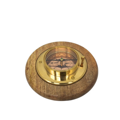 Eleganter dekorativer Kompass mit Messingveredelung, personalisierte Gravur, 15 cm, ideal als Geschenk für Reiseliebhaber, aus Holz und Glas gefertigt