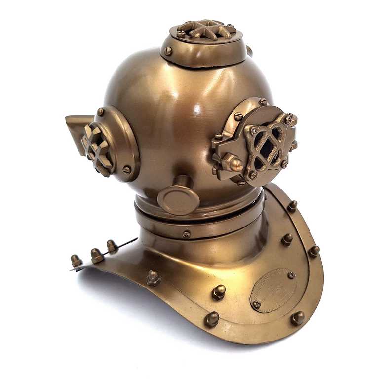 Goldener US Navy Taucherhelm NC2084B aus Messing mit personalisierbarer Gravur