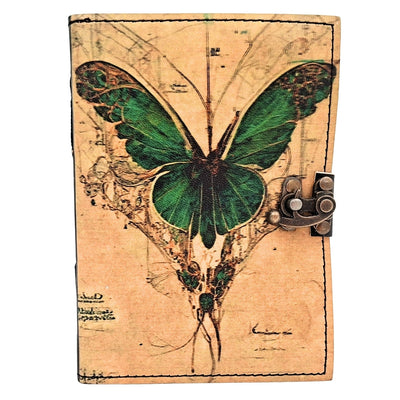 Retro-Ledernotizbuch Schmetterling mit Gravur