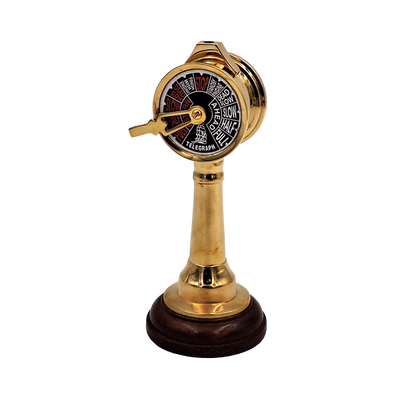 Schiffstelegraf COM-2005 aus Messing und Holz, Höhe 16 cm, personalisierte Gravur, ideal als Geschenk für Segelliebhaber