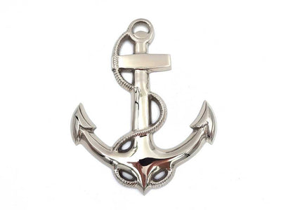 Wandanker, 34 cm, mit personalisierbarer Gravur, silberne Metall-Dekoration im maritimen Stil