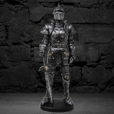Dekorative Ritterfigur in Rüstung 39 cm silber mit Gravur-Personalisierung  