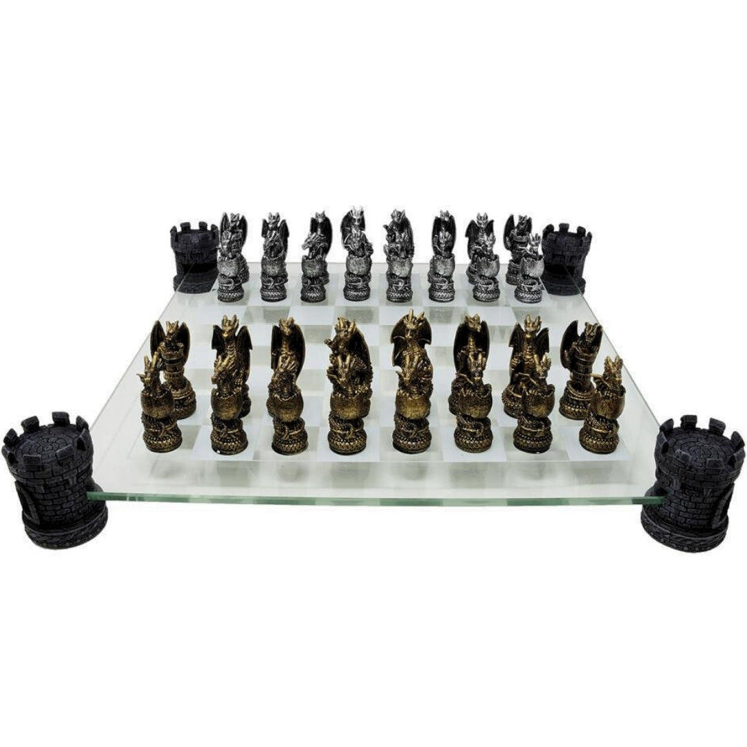 Fantasy-Drachen-Schach mit personalisierbarer Gravur