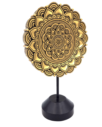 Ovale Mandala-Figur 35 cm - goldene buddhistische Dekoration mit der Möglichkeit einer personalisierten Gravur
