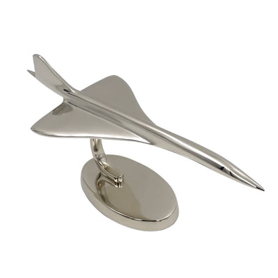 Metallmodell des Flugzeugs Concorde in Silber mit personalisierbarer Gravur