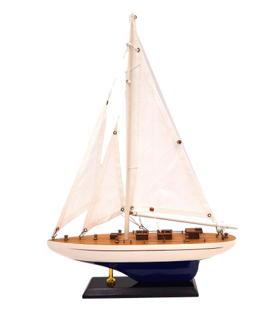 Holzmodell einer Yacht, Höhe 42 cm, mit personalisierbarer Gravur  
