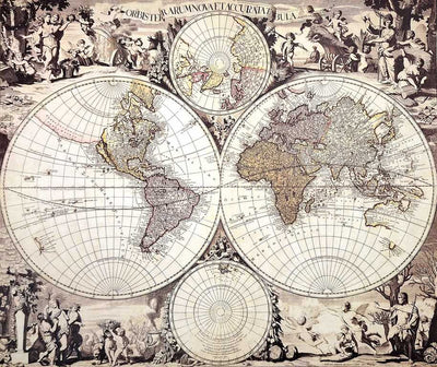 Weltkarte 1686 - G. Valck Reprint mit der Möglichkeit einer personalisierten Gravur - ideales Geschenk für Historiker und Reisende - Maße 56,5 x 47,5 cm