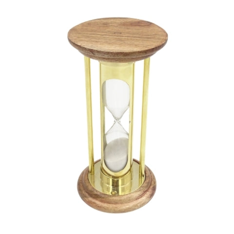 Messing-Holz-Sanduhr 5 Min mit Gravurmöglichkeit