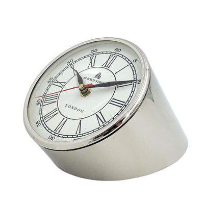 Metalluhr für den Schreibtisch CLK-0212 mit Gravur – Personalisierbares Geschenk in Silber, Weiß oder Schwarz, Höhe 19 cm, moderner Stil mit römischen und arabischen Ziffern