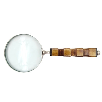 Elegante Leselupe mit Knochenhandgriff NC1099A mit personalisierbarer Gravur, silberfarbener Messinggehäuse, ideal als Geschenk für Senioren, Großvater oder Sammler, Höhe 24,5 cm