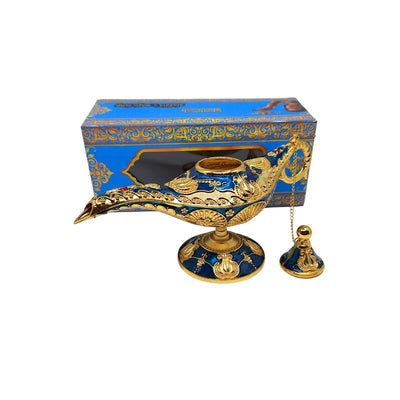 Aladinslampe LABB mit Metallverzierungen in Goldfarbe, Dunkelmarineblau, 22 x 7 x 11 cm