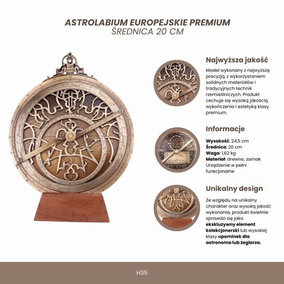 Großes europäisches Astrolabium H35 mit Gravur