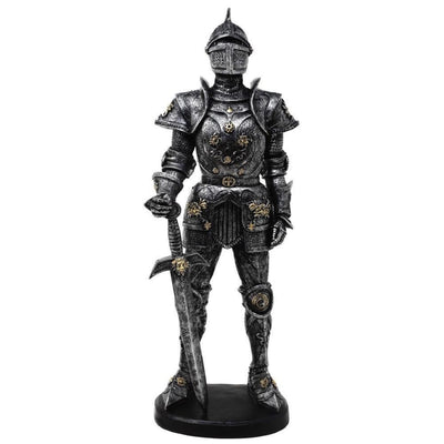 Dekorative Ritterfigur in Rüstung 39 cm silber mit Gravur-Personalisierung  