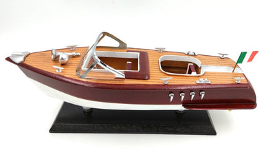 Modell des Motorboots Reeva aus Holz 35x11x13 cm