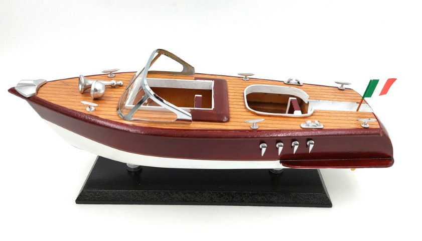 Modell des Motorboots Reeva aus Holz 35x11x13 cm
