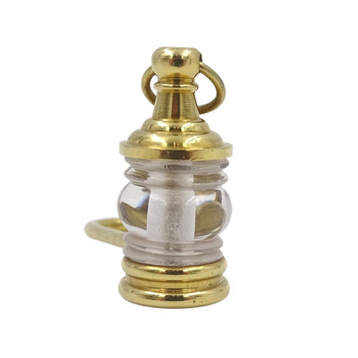 Seglerlampe Schlüsselanhänger Key-0118 aus Messing und Glas, goldfarben, personalisierte Gravur, ideales Geschenk, Maße 11 x 2 x 2 cm