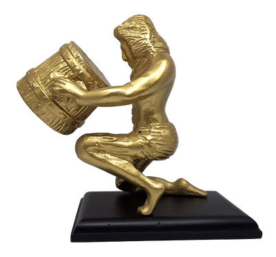 Goldene dekorative Wassermann-Figur AQU2 mit Möglichkeit der Personalisierung durch Gravur, ideales Geschenk für jeden Anlass, Höhe 18 cm, elegantes Design aus Aluminium