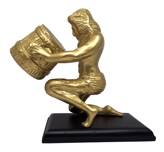 Goldene dekorative Wassermann-Figur AQU2 mit Möglichkeit der Personalisierung durch Gravur, ideales Geschenk für jeden Anlass, Höhe 18 cm, elegantes Design aus Aluminium