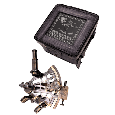 Messing-Sextant mit personalisierter Gravur in Lederbox  