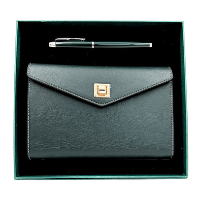 Elegantes Geschenkset mit personalisierter Gravur – Leder-Notizbuch A6 mit hochwertigem Kugelschreiber in luxuriöser Geschenkbox  
