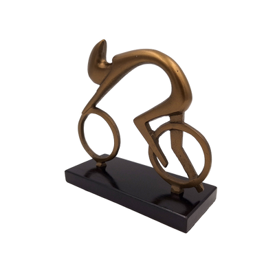 Radfahrerfigur Radfahrer VB26/9 mit Gravur – elegantes Geschenk für Radfahrer, Höhe 18 cm, Messing und Schwarz, minimalistische Innendekoration