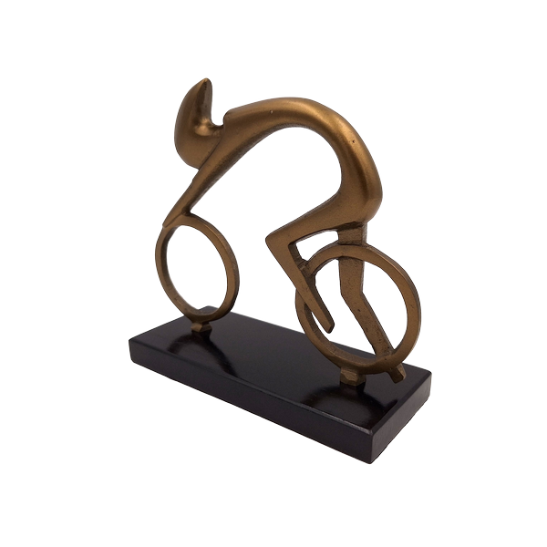 Radfahrerfigur Radfahrer VB26/9 mit Gravur – elegantes Geschenk für Radfahrer, Höhe 18 cm, Messing und Schwarz, minimalistische Innendekoration