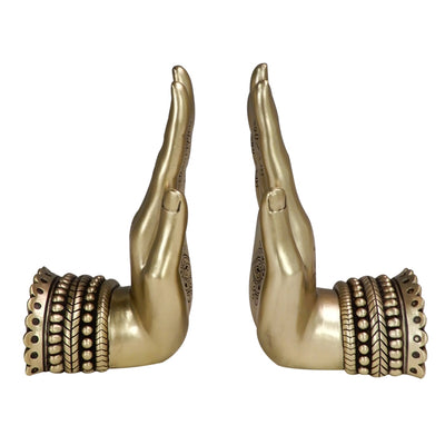 Goldener Buchstütze - Hände mit der Möglichkeit einer personalisierten Gravur - elegante Buchstützen im modernen und glamourösen Stil - ideales Geschenk für jeden Anlass - Maße 15,5 x 9 x 19,5 cm, Material Polyresin
