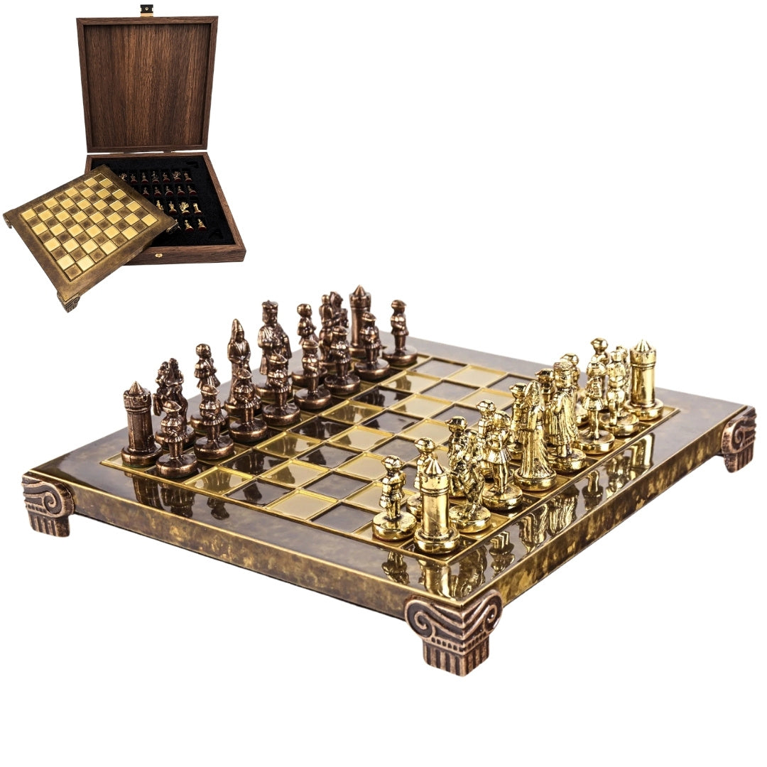 Exklusive Metall-Schachfiguren Byzantium 20x20 cm mit personalisierter Gravur