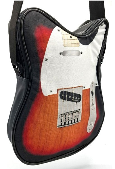 Schultertasche in Form einer E-Gitarre RBG-023 mit Möglichkeit der Personalisierung durch Gravur, wasserdicht, ideal als Geschenk für Musikliebhaber, 100 % PVC und Polyester, Maße 34 x 23 x 5 cm