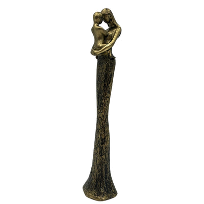 Moderne Mutter-mit-Kind-Figur in Gold mit personalisierter Gravur – Höhe 27 cm – ideales Geschenk zum Muttertag, Geburtstag oder Einweihung – Glamour-Stil mit schwarzen Elementen – Polyresin